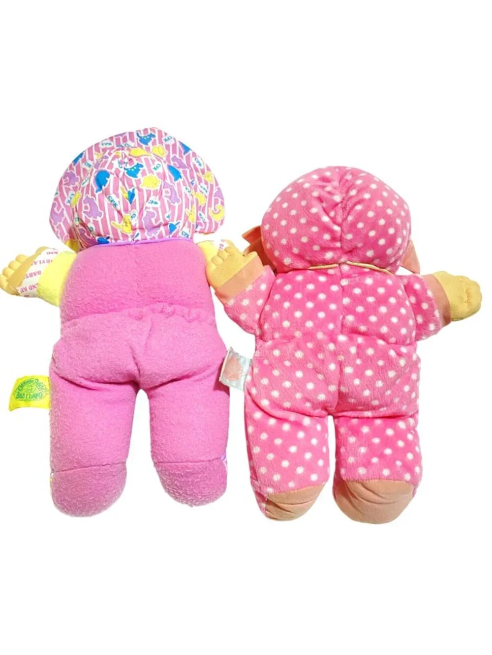 2 Cabbage Patch Kids Babyland Soft Plush Dolls Vintage 1988 Rattle Squeaker READ